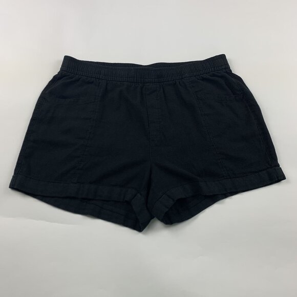 Old Navy Black Linen Blend High Rise Pull On Shorts M - Picture 1 of 5
